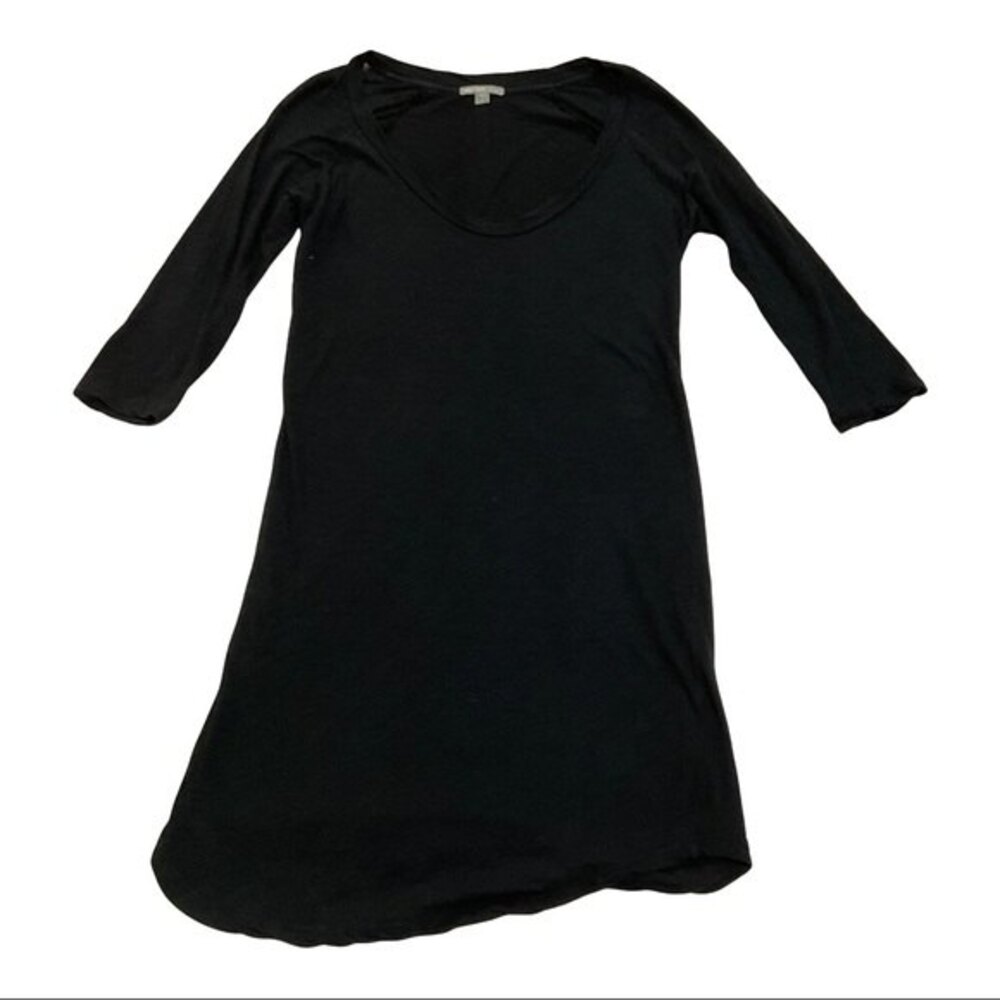 James Perse Asymmetrical Hem Raglan Long Sleeve Jersey Dress Navy Size 1